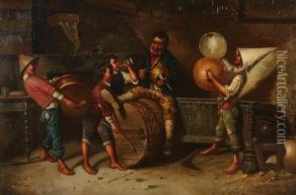 Merry-making At An Inn Oil Painting - Napoleone Parisani