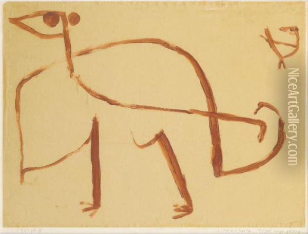 Distanzierte Vogel Begegnung Oil Painting - Paul Klee