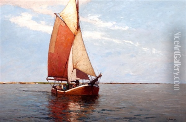 Barka Na Mori Oil Painting - Rudolf Anton Guba