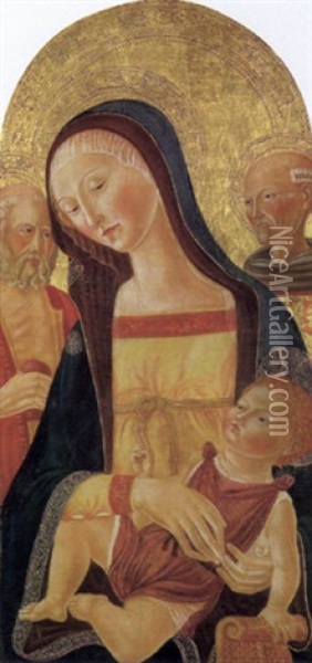 Madonna Mit Kind Und Zwei Heiligen Oil Painting - Neroccio di Bartolomeo dei Landi