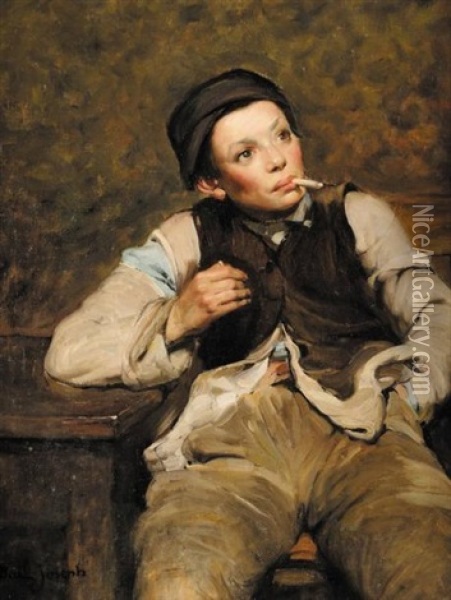 Le Jeune Fumeur Oil Painting - Joseph Bail