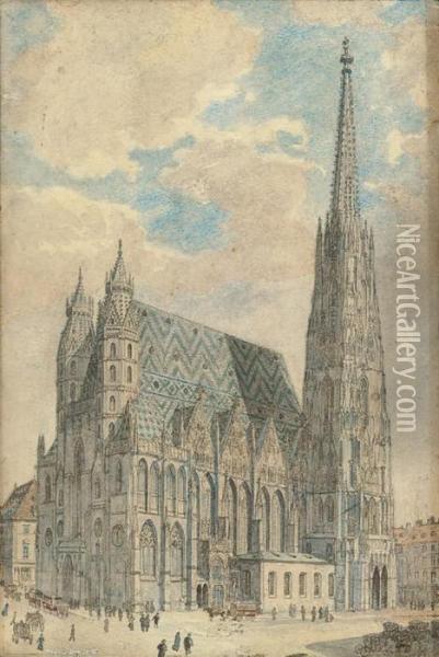 Saint Stephen's Cathedral, Vienna Oil Painting - Rudolf Ritter von Alt