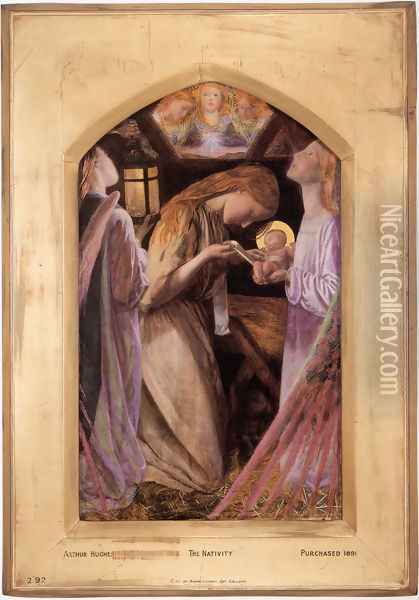 The Nativity 1857-58 Oil Painting - Arthur Hughes