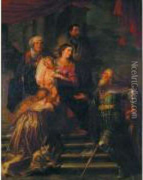 La Sainte Famille Oil Painting - Kasper or Gaspar van den Hoecke