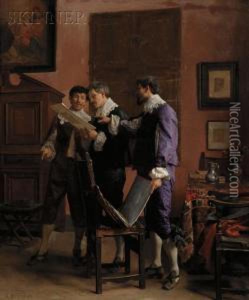 The Connoisseurs Oil Painting - Adolphe Charles Ed. Steinheil