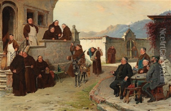 The Arrival At The Monastery Oil Painting - Adolf Humborg