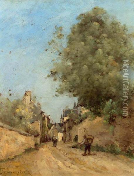 Entry To The Village Of Candes. Oil Painting - Paul Trouillebert