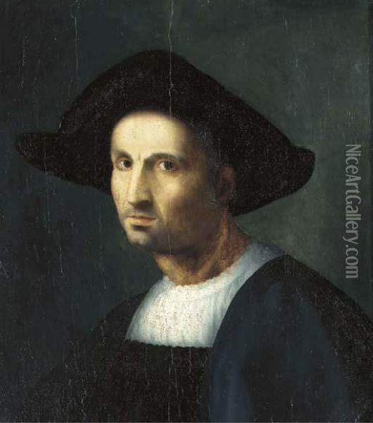 Portrait Of A Gentleman, Bust-length, In A Black Coat And Hat Oil Painting - Francesco Antonio Altobello