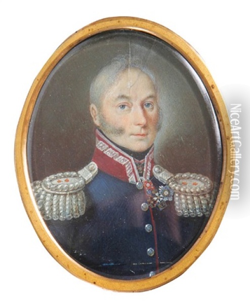 Portret Generala Brygady Wojska Polskiego Z Okresu Krolestwa Polskiego Oil Painting - Jan (Jozef) Haar