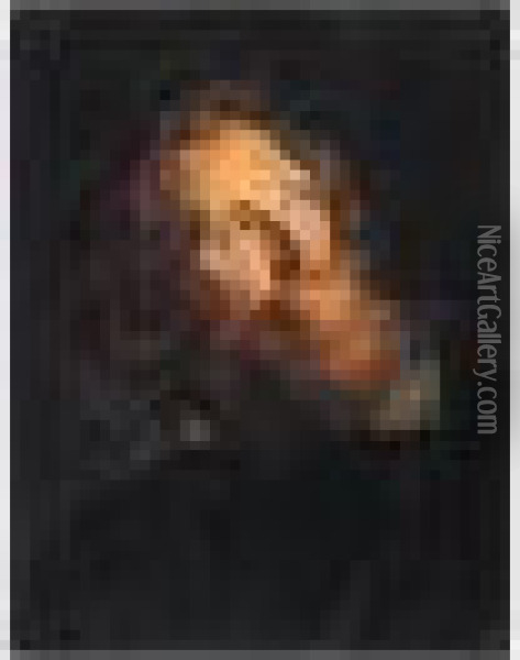 Portrait Of A Bearded Man, Head And Shoulders, Wearing Black Oil Painting - Peter Paul Rubens
