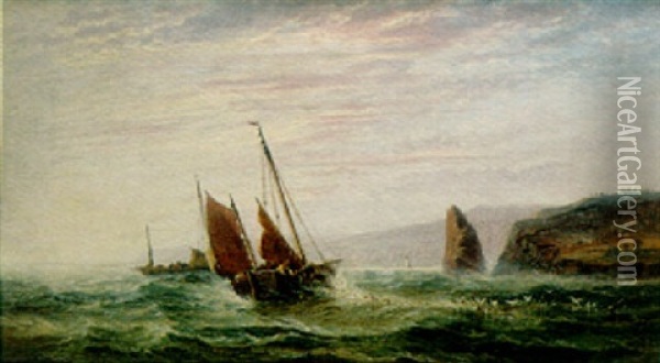 Off The Dawlish Coast At Sunrise Oil Painting - Arthur Joseph Meadows
