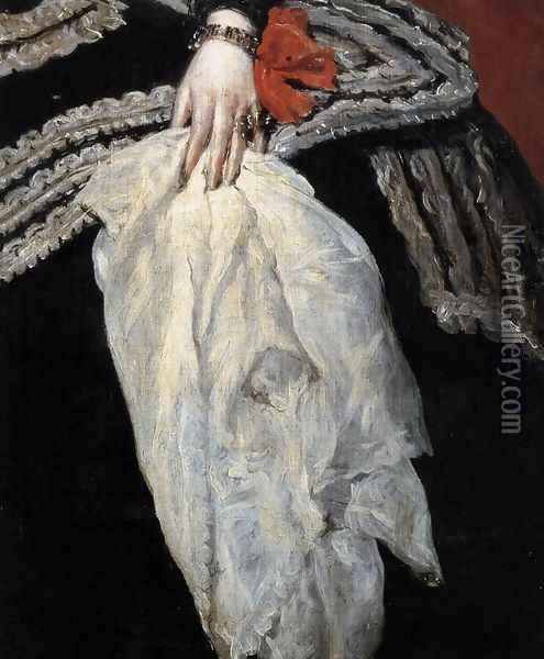Queen Dona Mariana of Austria (detail) 1652-53 Oil Painting - Diego Rodriguez de Silva y Velazquez