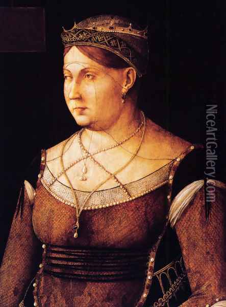 Portrait of Catharina Cornaro, Queen of Cyprus 1500 Oil Painting - Gentile Bellini