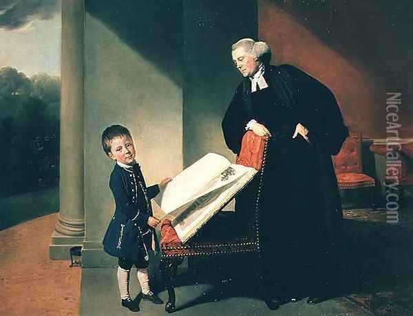 The Rev. Rendell Burroughs and son, Ellis Oil Painting - Johann Zoffany