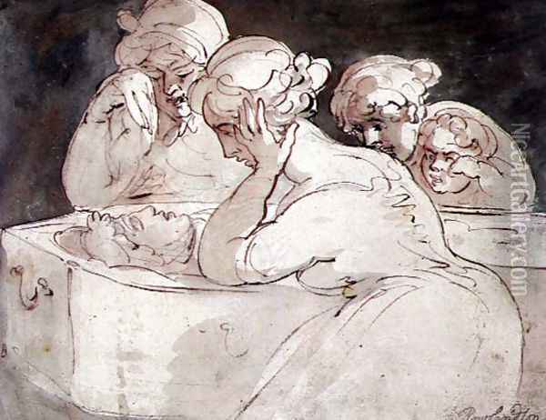 The Mourners, 1815 Oil Painting - Thomas Rowlandson