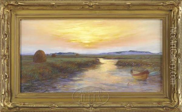 Essex Marshes Oil Painting - George Wainwright Harvey