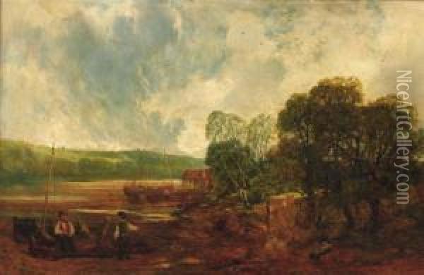 A Creek On The Severn Oil Painting - John Wright Oakes