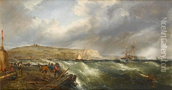 Hauling In After A Storm Off Dover Oil Painting - Edwin Hayes