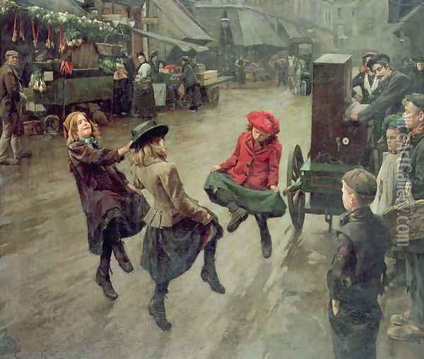 London Street Children Oil Painting - Edward R. King