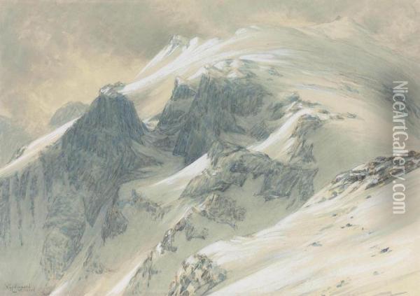The Top Of Scafell Pike, Lake District Oil Painting - William Gersham Collingwood