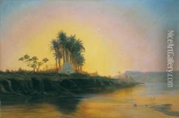 Eine Nillandschaft Oil Painting - Ernst Carl Eugen Koerner