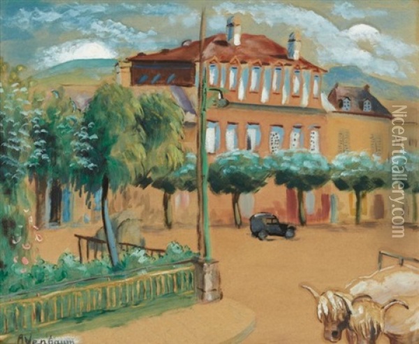 Place De Village Oil Painting - Albert Weinbaum