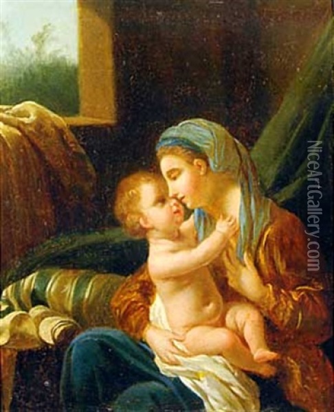 The Virgin And Child Oil Painting - Louis Jean Francois Lagrenee