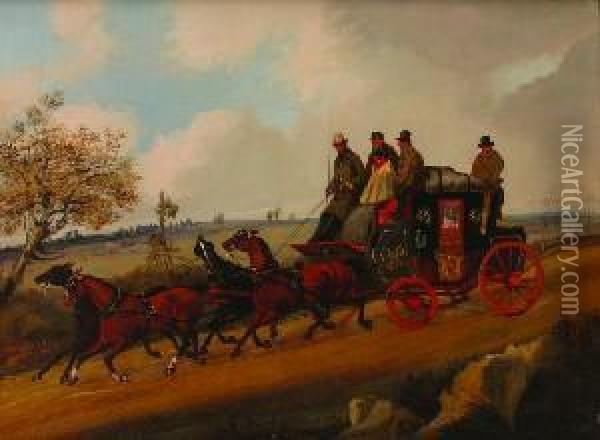 The Exeter To London Coach, A Pair Of Paintings Oil Painting - Herny Jr Alken