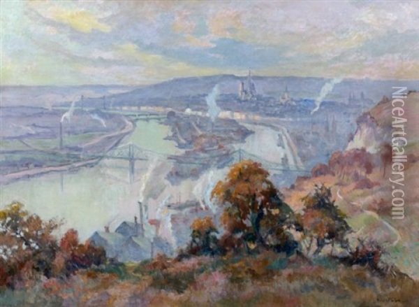 La Seine A Rouen Oil Painting - Robert Antoine Pinchon