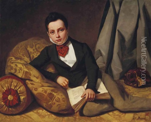 Portrait D'un Adolescent Juif Oil Painting - Adolphe Brune