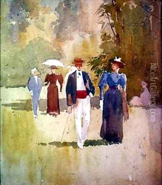 A Walk in the Park Oil Painting - Albert Henry Fullwood