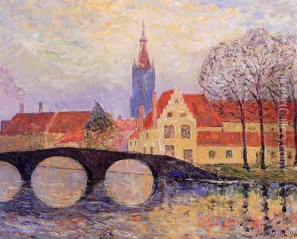 The Leguenay Bridge, Bruges Oil Painting - Maxime Maufra
