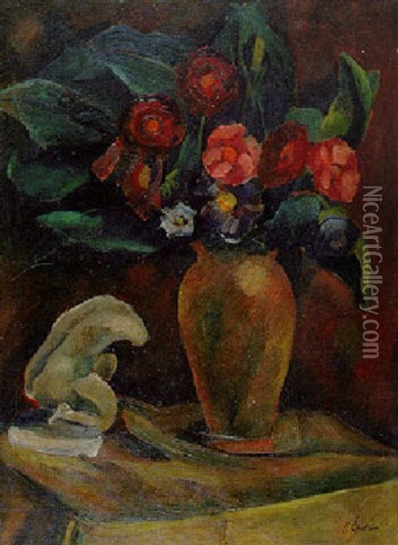 Bouquet Et Statue Oil Painting - Henri Epstein
