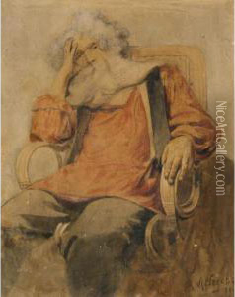 Resting Peasant Oil Painting - Klavdiy Vasilievich Lebedev