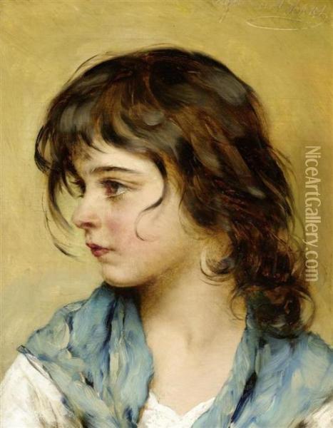 Portrait Of A Girl Oil Painting - Eugene de Blaas