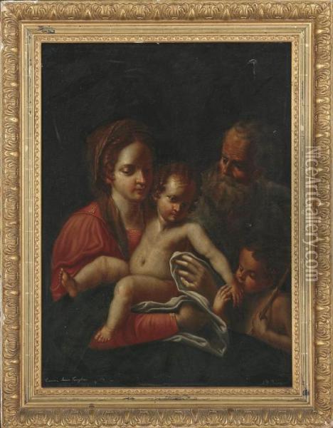 The Holy Family With St John The Baptist Oil Painting - Annibale Carracci