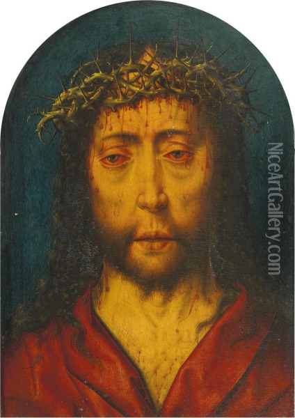 Christus Alsschmerzensmann Oil Painting - Albrecht Bouts