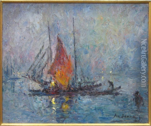 La Lagune De Venise Oil Painting - Armand Gustave Gerard Jamar