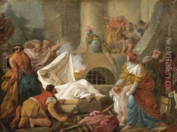 Die Erweckung Des Lazarus Oil Painting - Sebastien Bourdon