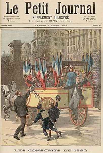 The Conscripts of 1892 from Le Petit Journal 5th March 1892 Oil Painting - Fortune Louis Meaulle