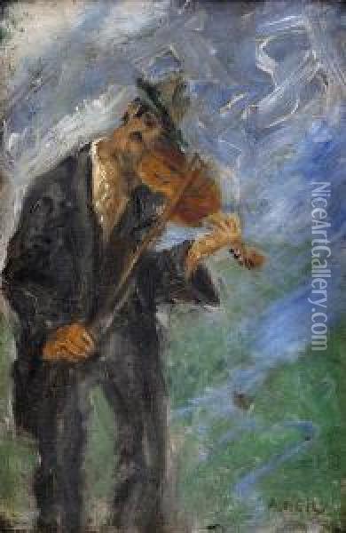 Muzikant Oil Painting - Peter Weisz-Kubincan