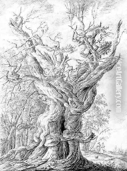 A gnarled and ancient oak Oil Painting - Pehr Hillestrom