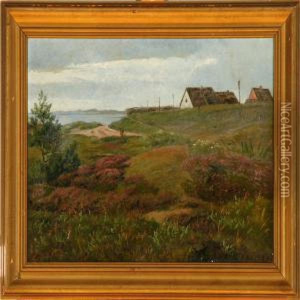 View Towards The Sea At Hornbaek Oil Painting - Andreas Peter Madsen