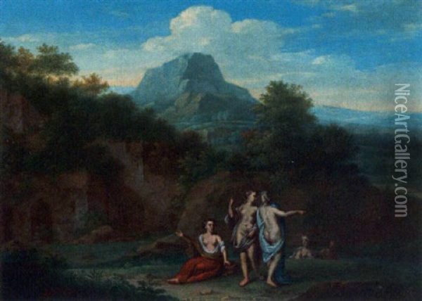 Nymphs Resting In A Landscape Oil Painting - Gerard Hoet the Elder