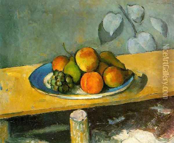 Peaches, Pears and Grapes Oil Painting - Paul Cezanne