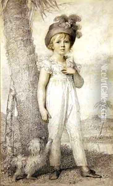 Boy Wearing a Plumed Hat Oil Painting - Richard Cosway