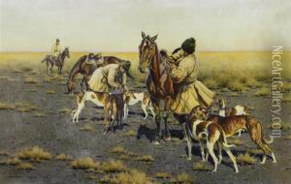 Departing For The Hunt Oil Painting - Hugo Ungewitter