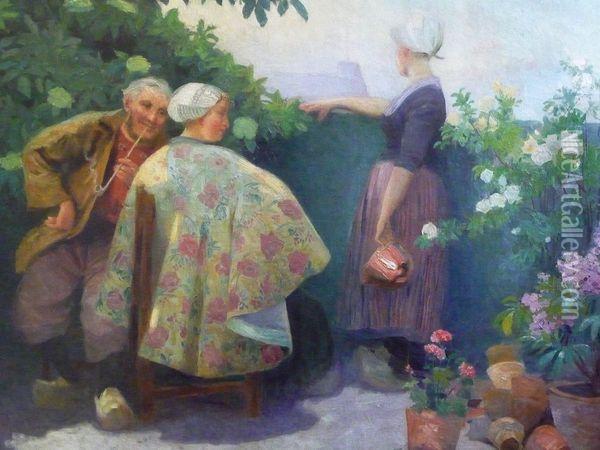 Conversation Dans Le Jardin Oil Painting - Carl Duxa