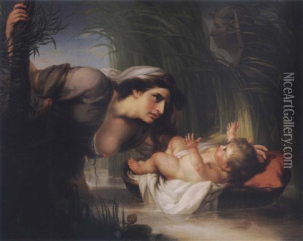 The Mother Of Moses Setting Him Into The River Oil Painting - John Francis Rigaud