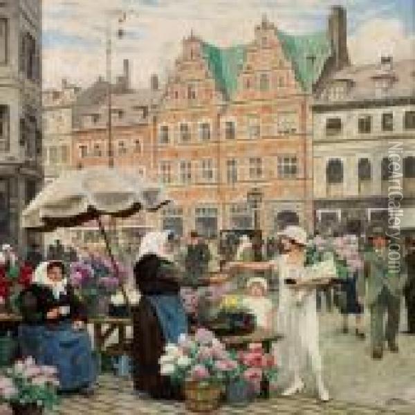 From Hojbro Plads (square) Oil Painting - Paul-Gustave Fischer
